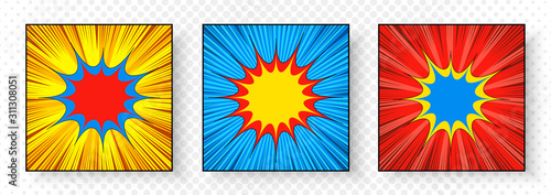 Comic square bright explosive composition