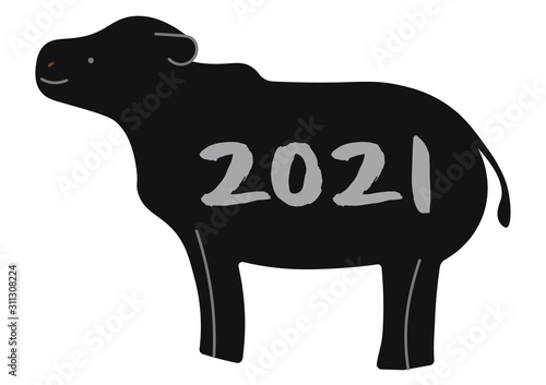 牛のイラスト　黒