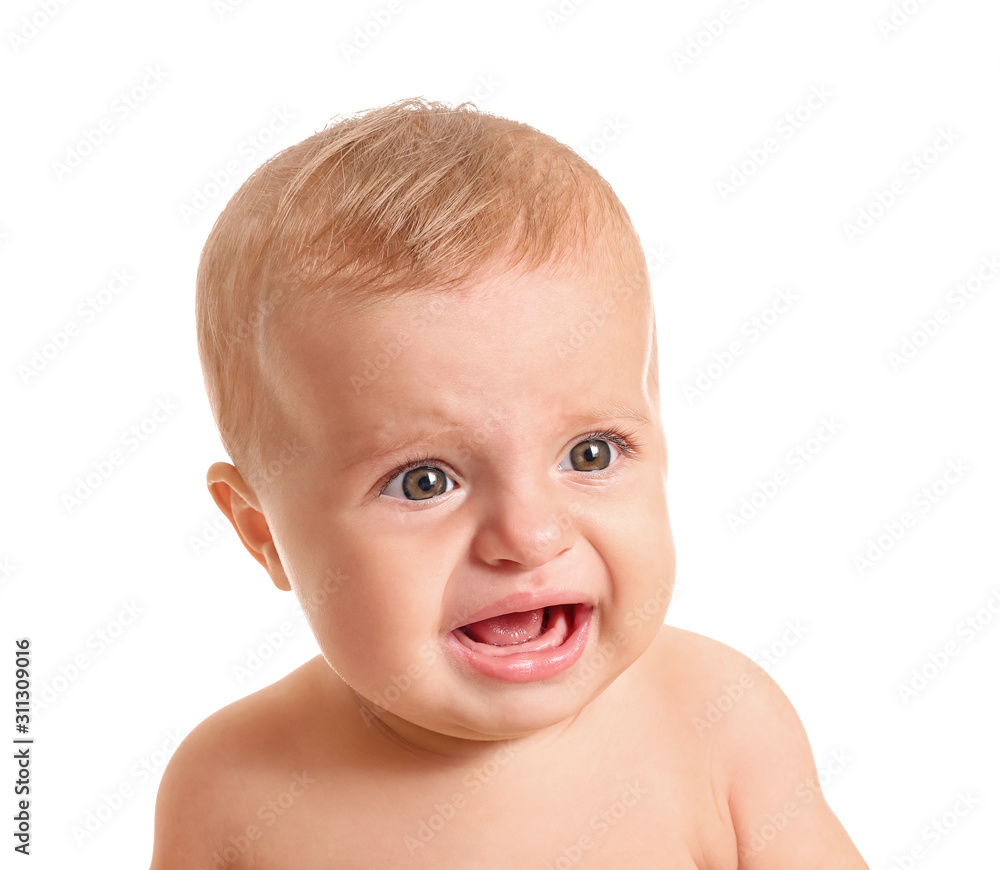 Portrait of cute little baby on white background Portrait of cute little baby on white background