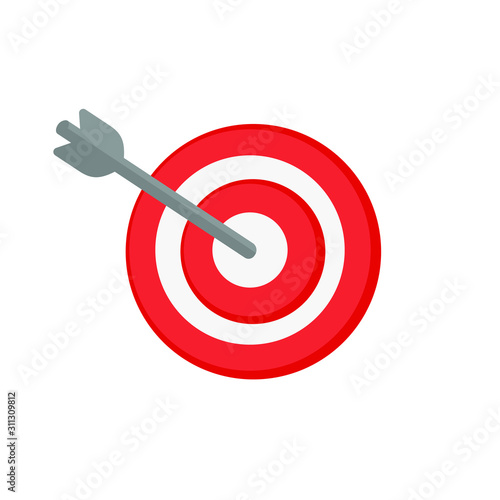 Target icon with an arrow. Flat style