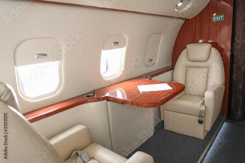 Inside view of modern private airplane