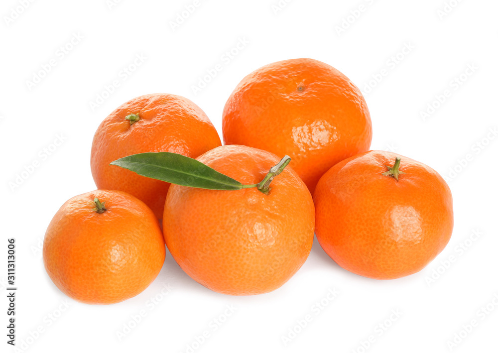 Pile of fresh juicy tangerines isolated on white Pile of fresh juicy tangerines isolated on white