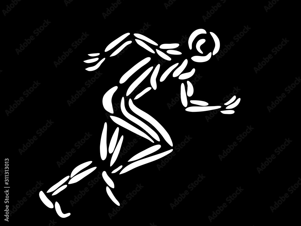 Abstract running man. Hand drawn. Vector illustration.