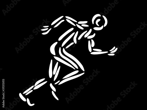 Abstract running man. Hand drawn. Vector illustration.