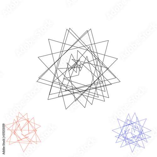 Abstract geometric shapes of lines. Isolated on white background. Vector outline illustration.