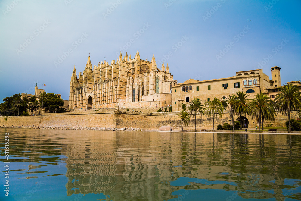 Gothic medieval cathedral of Palme de Mallorca, an important cultural monument on the Balearic island