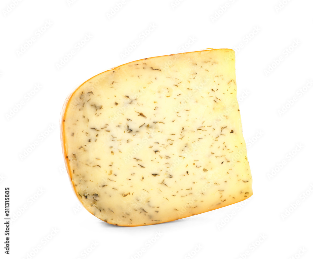 Naklejka premium Tasty cheese on white background