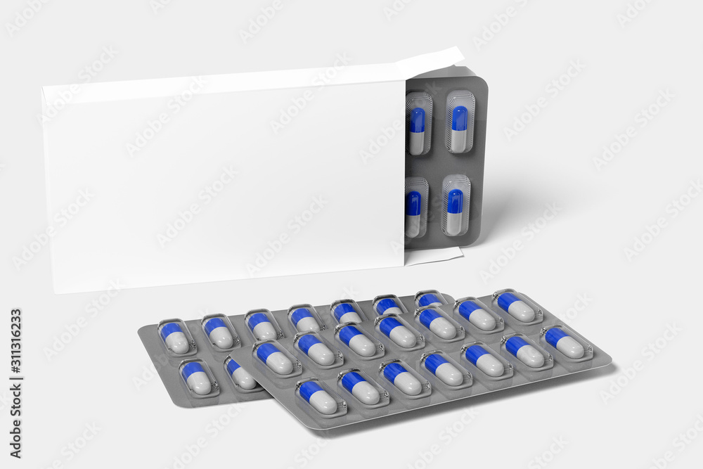 Pharmaceutical Packaging Mockup - 3d rendering Pharmaceutical Packaging Mockup - 3d rendering