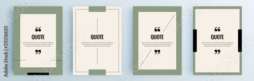 Quote frames blank templates set. Text in brackets, citation empty speech bubbles, quote bubbles. Textbox isolated on color background. Vector illustration.