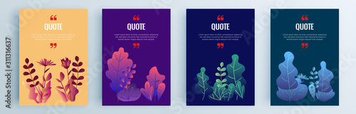 Quote frames blank templates set. Text in brackets, citation empty speech bubbles, quote bubbles. Textbox isolated on color background. Vector illustration.