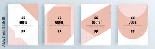 Quote frames blank templates set. Text in brackets, citation empty speech bubbles, quote bubbles. Textbox isolated on color background. Vector illustration.
