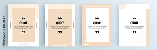 Quote frames blank templates set. Text in brackets, citation empty speech bubbles, quote bubbles. Textbox isolated on color background. Vector illustration.