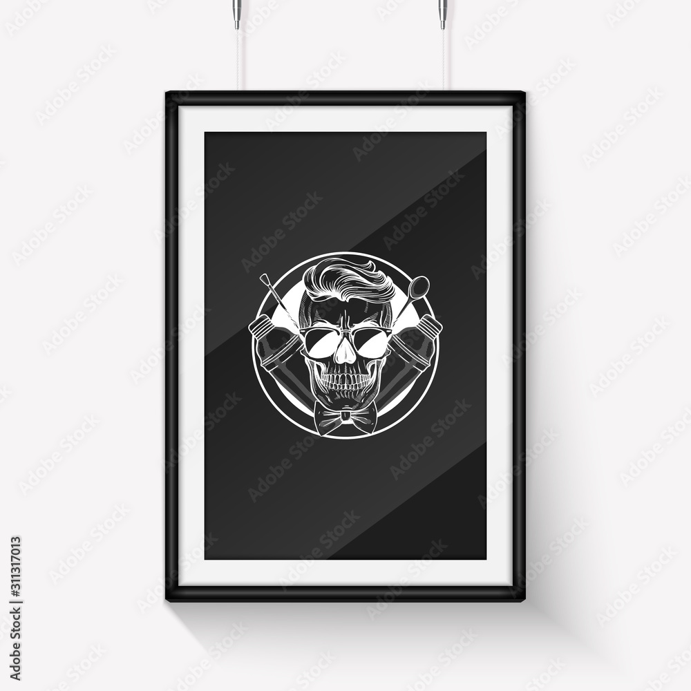 Hand drawn sketch barman skull Hand drawn sketch barman skull