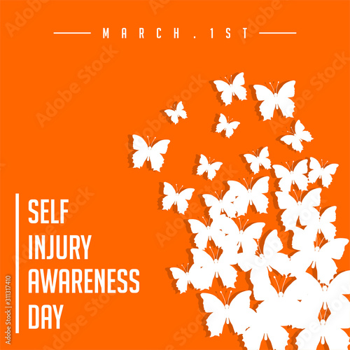 Self Injury Awareness Day, Flying Butterfly vector cartoon