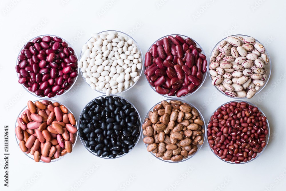 collection set of beans, legumes on bowl on white background collection set of beans, legumes on bowl on white background