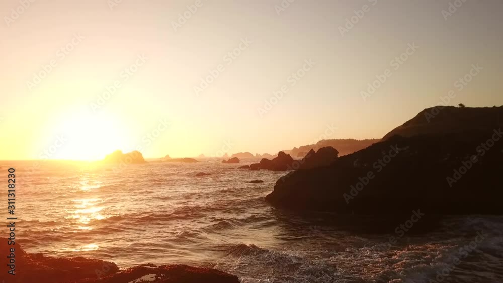 Drone shot of the Oregon coast, slowed down to 60fps, beautiful sunset shot Drone shot of the Oregon coast, slowed down to 60fps, beautiful sunset shot