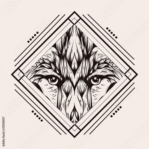 Graphic vector of fox. Illustration for print of t-shirts, mugs, pens, logos, tattoo and other things. hand drawn line art illustration photo