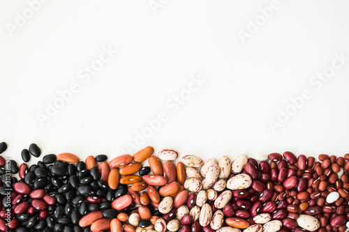 Beans seeds on a white background. Set beans seeds. photo