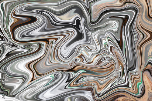 Abstraction with smooth lines in a light gray hue, silver color in wavy images. © andov
