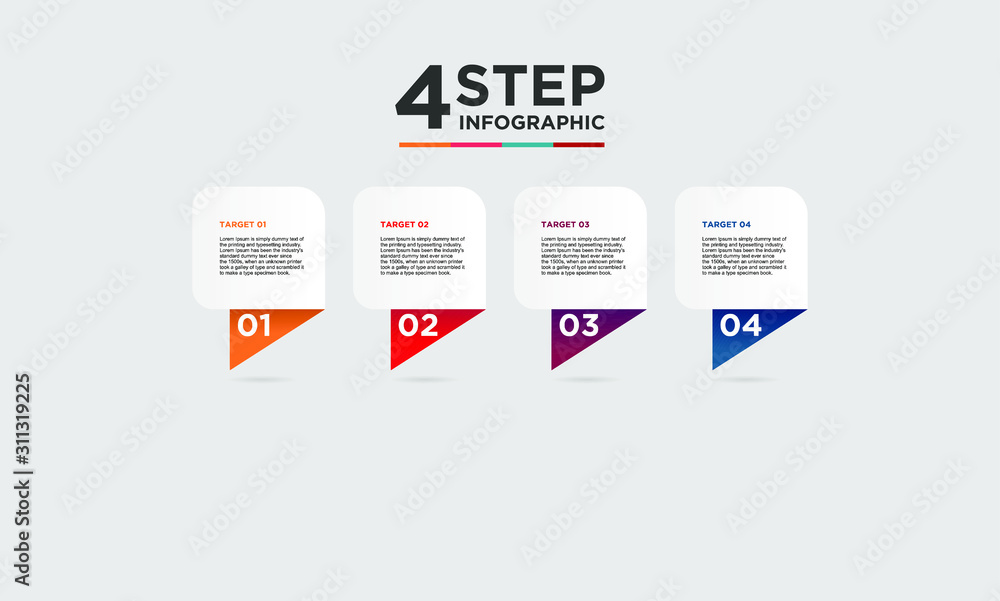 4 step infographic element. Business concept with 4 options and number, steps or processes. data visualization. Vector illustration.