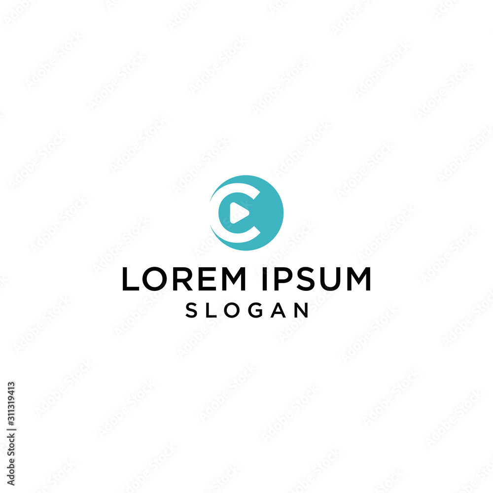 C with lens letter logo simple premium