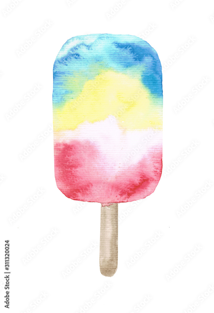 Hand drawn watercolor ice cream. isolated over white background Hand drawn watercolor ice cream. isolated over white background