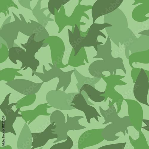 Camouflage design textile - Vector color seamless pattern of military background for army uniform