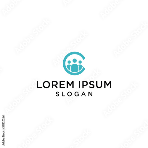 C with partner letter logo simple premium