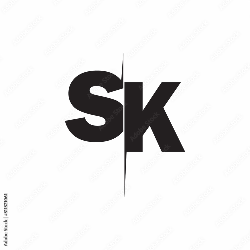 SK Logo Letters white background Stock Vector | Adobe Stock