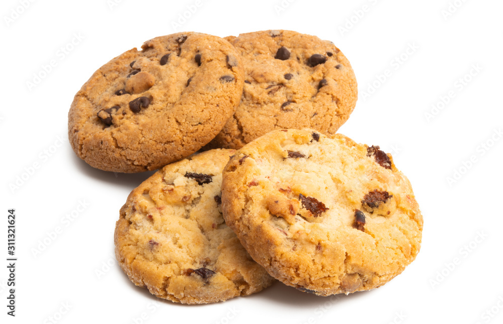 cookies with chocolate drops Isolated cookies with chocolate drops Isolated