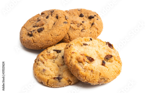 cookies with chocolate drops Isolated