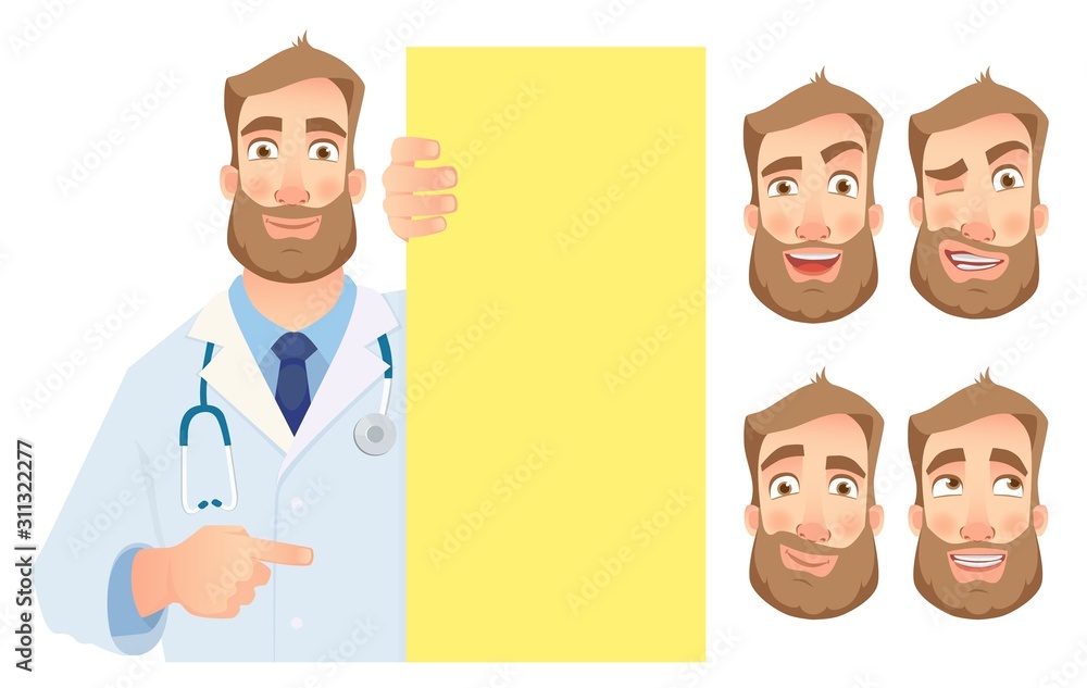 doctor holding blank signboard - set doctor holding blank signboard - set