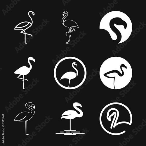 Flamingo icon  minimalistic vector illustration  symbol of bird