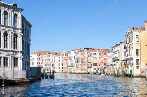 View along the Grand Canal, Venice, Italy in winter of medieval palazzos and palaces in Cannaregio photo