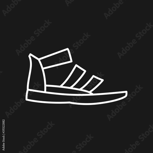 Greek sandal icon. Vector black and white vector icon.