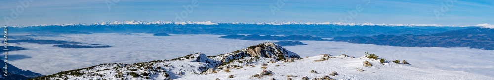 Panoramic view from the top of the Peca mountain, Slovenia