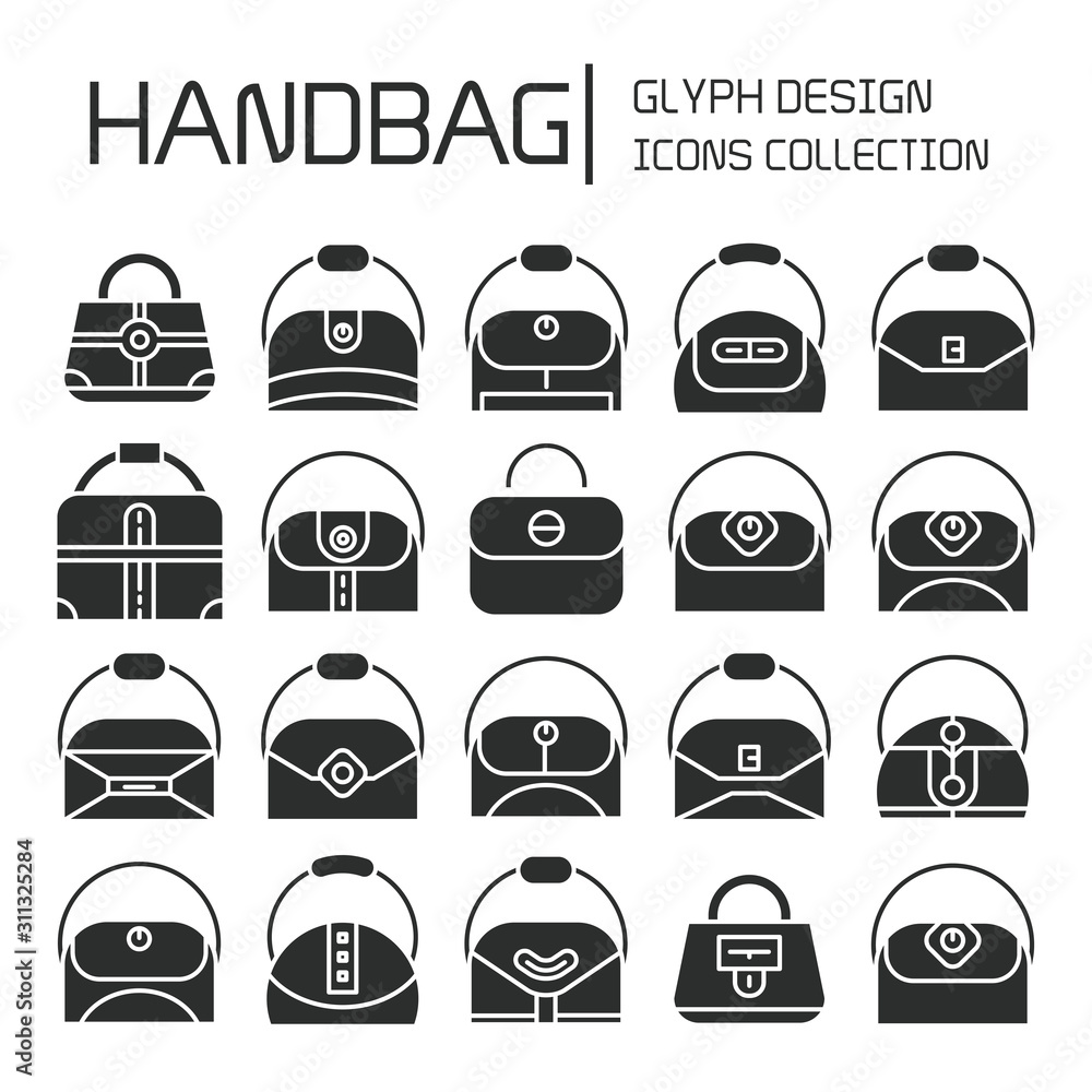 Fototapeta premium handbag and pouch icons glyph design