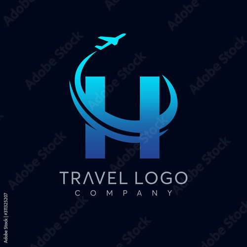Letter H tour and travel logo design vector