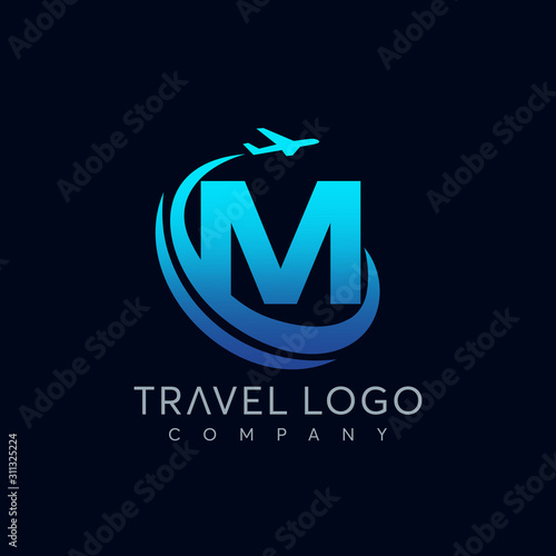 Letter M tour and travel logo design vector