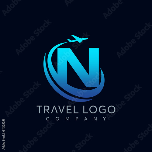 Letter N tour and travel logo design vector