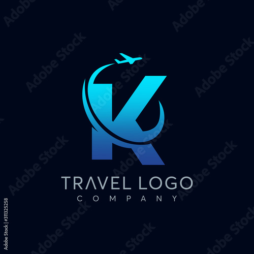 Letter K tour and travel logo design vector