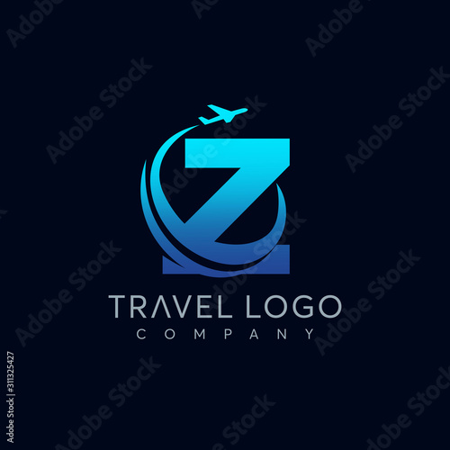 Letter Z tour and travel logo design vector