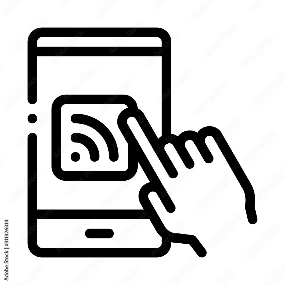 Hand Push Wifi Button Icon Vector. Outline Hand Push Wifi Button Sign. Isolated Contour Symbol Illustration Hand Push Wifi Button Icon Vector. Outline Hand Push Wifi Button Sign. Isolated Contour Symbol Illustration