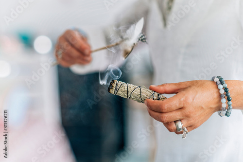 Photography Smudging - Dried Sage Bundle Close up