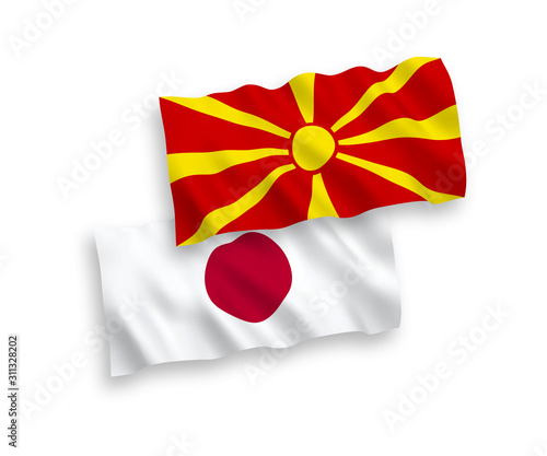 Flags of Japan and North Macedonia on a white background