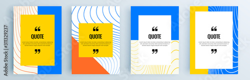 Quote frames blank templates set. Text in brackets, citation empty speech bubbles, quote bubbles. Textbox isolated on color background. Vector illustration.