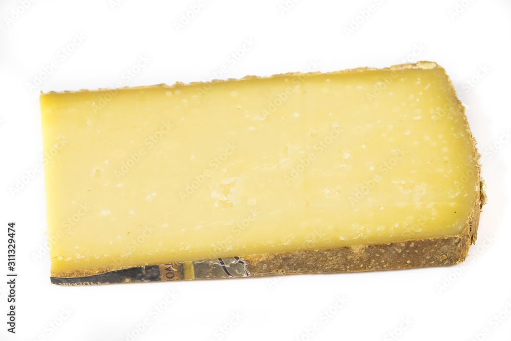 cantal slice on a white background