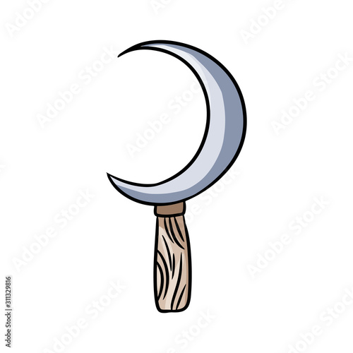 Boline occult symbol. Ritual knife hand drawn magic doodle. Isolated vector pagan wiccan image.