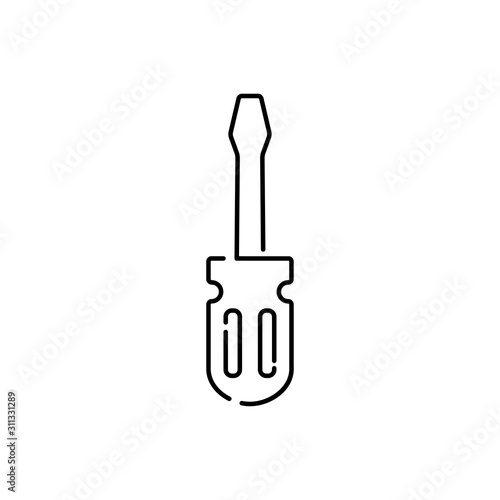 Icono plano lineal destornillador en color negro
