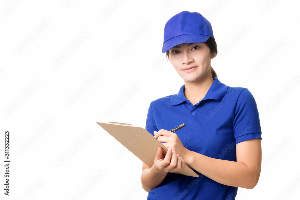 Young women customer after checking of the Product service and Quality Control Check Product concept. Young women customer after checking of the Product service and Quality Control Check Product concept.